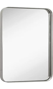 Hamilton Hills Contemporary Brushed Metal Wall Mirror Glass Panel Brushed 16x24 - Picture 1 of 7