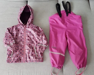 Mädchen Set Regenjacke & Regenhose / Matschhose Gr. 86 - 92 gefüttert, CareTec - Bild 1 von 11