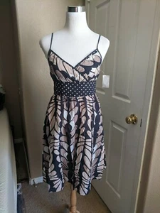 Fire Los Angeles Size M Dress Brown Tie Waist Belt Polka Dot Spaghetti Strap - Picture 1 of 11