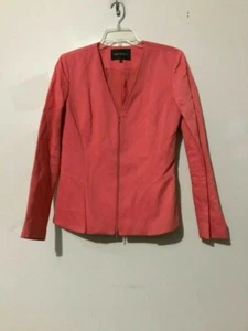 Lafayette 148 New York Size 10 Coral Zip Up Women Blazer Jacket Formal Stylish - Picture 1 of 7