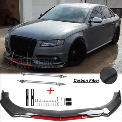 For Audi S4 RS5 B8 B9 CARBON FIBER Front Bumper Lip Splitter Body Kit Parts Rods - Image 1 of 4