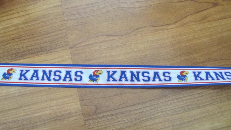 KU Jayhawks 7/8"  Grosgrain Ribbon BTY - Image 1 of 1