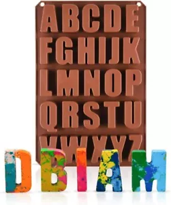 26 Cavities Large Letter Molds Silicone Alphabet Mold for Crayon, Resin, Chocola - Picture 1 of 5