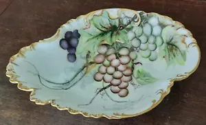 Antiguo Haviland Limoges H & Co. L Francia 10' ovalado para servir uva pintada - Imagen 1 de 10