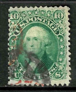 Sc #68 Part Red & NY Star Cancel 10 Cent Washington 1861-62 Civil War US 79F25 - Picture 1 of 2