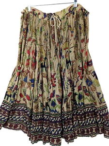 Just Class Women sz M Bohemian Cotton Maxi Skirt Drawstring Waist Flowy Vintage - Picture 1 of 19