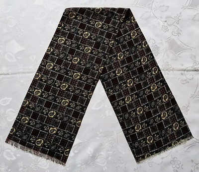 BUFANDA CABALLERO VINTAGE AUTÉNTICO ARTE GEOMÉTRICO VERDE BORGOÑA DOBLE LARGO HOMBRE Foto 1 de 3