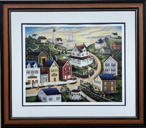 Steven Klein "Day's End at Harbortown" Hand Signed & # Primitive  Framed Art - Picture 1 of 5