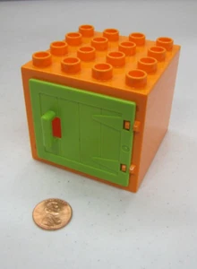 Lego Duplo ORANGE & LIME GREEN DOOR WINDOW PANE DOOR #2 Building Block 4x4 - Picture 1 of 3