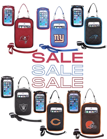 NFL Quilted Cell Phone Purse Plus Embroidered Licensed raiders panthers Patriots Cover