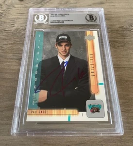 Pau Gasol Signed Rookie Card 2001-02 Upper Deck #198 Memphis Grizzlies BAS Auto - Picture 1 of 3