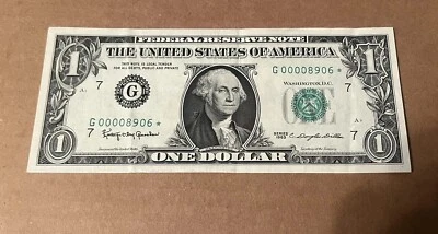 1963 $1 G Chicago BEP Low Serial Number Star Note 4 Zeros MULE (G00008906*) - Image 1 of 4