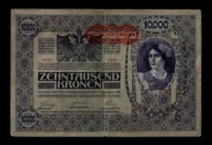 AUSTRIA ( 1 ) BANK NOTE 10,000 KRONEN ND(1919)OLD DATE 2.11.1918 P66 FINE - Picture 1 of 2