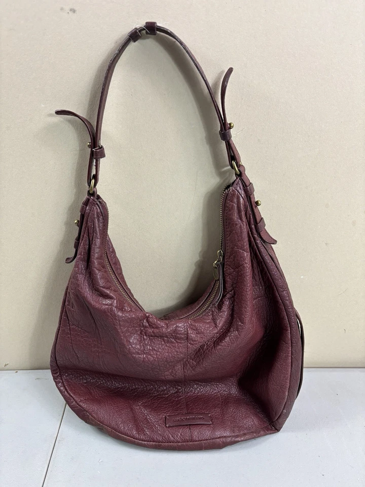🍀LUCKY BRAND Ebon Slouchy Red Wine or Maroon Color Leather Hobo Bag - Image 1 of 4