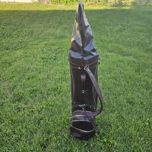 Vintage Leather MacGregor Golf Cart Bag With Shoulder Strap, HC, 14 Way Maroon - Picture 1 of 10