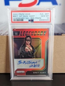 2022 Prizm WWE Bret "Hit Man" Hart Legendary Signatures Auto Red #/99 PSA 10