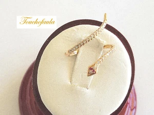 14K ROSE GOLD SNAKE RING PAVE SET WITH 17 DIAMONDS AND RUBY EYES. - Picture 1 of 6