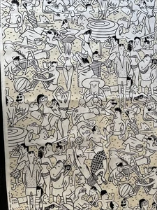 Alexander Henry Fabric 1 He On The Beach Cartoon Beach Girls Guys Bikini - Picture 1 of 12