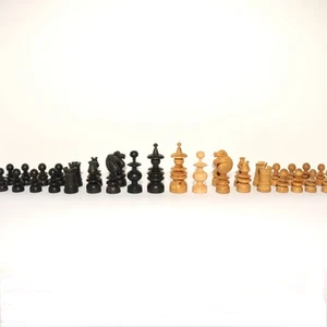 Antique St George English Chess Set Turned Boxwood Ebony Hand Carved 2.3” King - Picture 1 of 22