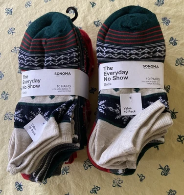 20 Pairs Women's Sonoma The Everyday No Show Socks Christmas Size 9-11 - Image 1 of 4