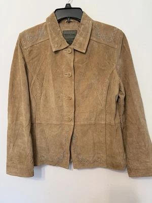 Chaqueta Brandon Thomas 100 % gamuza cuero tostado para mujer talla M Boho Western Rodeo Foto 1 de 4