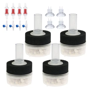 4pcs Small Aquarium Bio Sponge Filter with Suction Cups, Check Valves for 5 G... - Picture 1 of 6
