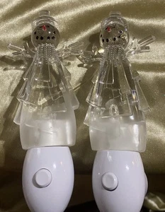 Schneemann Nachtlicht Weihnachten Stecklicht Kunststoff 2er Set Farbwechsel - Bild 1 von 2