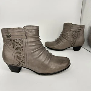Cobb Hill-Abilene Stone Gray Ankle Boot Women 8 W Leather CBD51 - Picture 1 of 13