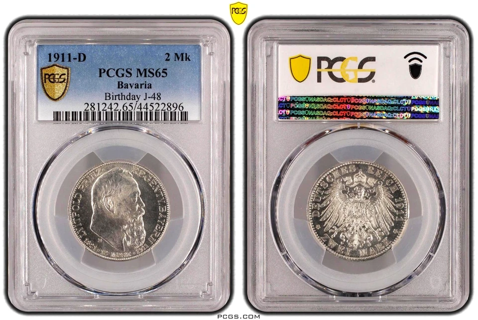 2 Marks 1911 D Otto Prince Regent Kingdom of Bavaria Germany MS65 PCGS Silver!!! - Image 1 of 1