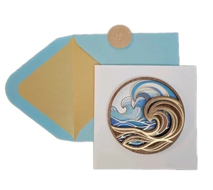 Papyrus Blank Card All Occasion Die Cut Wooden Waves 🌊 - Picture 1 of 4