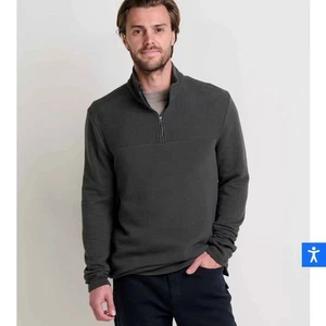 Horny Toad Sz medium M Men's Black Sweater quarter zip pullover moonwake - Picture 1 of 12