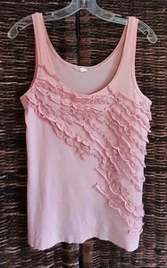 J. Crew Tank Top Women's Small Peach Asymmetrical Ruffles Fairycore Cottagecore  - Picture 1 of 4