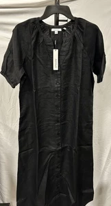 Chicos Hemdblusenkleid mit Knopfleiste Midi 100% Leinen - schwarz - Größe 0 - Bild 1 von 4