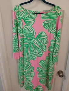 Lilly Pulitzer rosa Palmen Strickkleid Größe L, gebraucht, in einwandfreiem Zustand - Bild 1 von 17