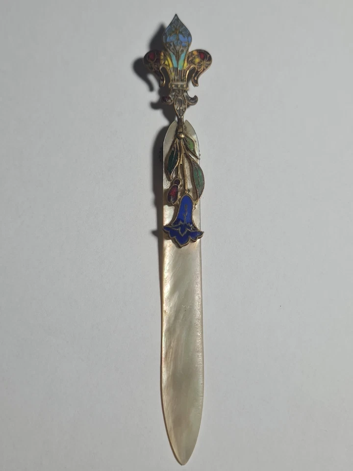 Coupe Papier Émaux Cloisonné XIX Ème Napoléon III Lame en Nacre - Photo 1/4