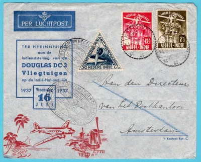 NETHERLANDS EAST INDIES DC3 flight 1937 Koedoes to Amsterdam and returned - Image 1 of 2