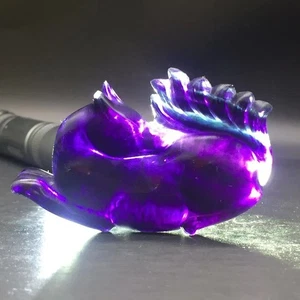 Natural Purple Fluorite Quartz Carved Nine-tailed Fox Healing Decorate Reiki 3'' - Picture 1 of 6