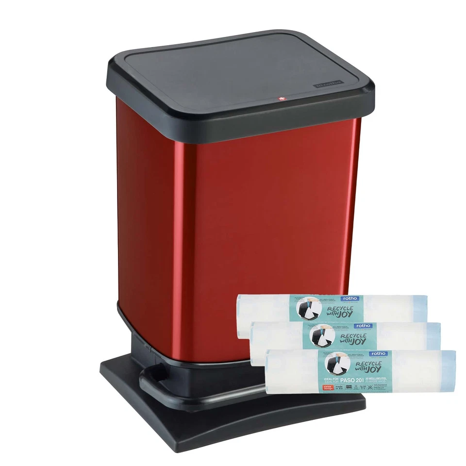Rotho Kunststoff Mülltonne Abfalleimer mit Pedal stabiler Stand durch Gummifüße - Bild 1 von 1