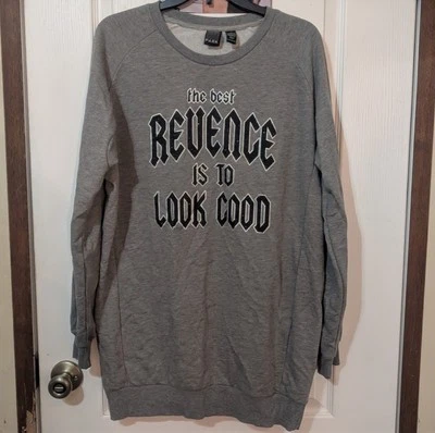 Vestido túnica Best Revenge To Look Good glitter gráfico moletom tamanho grande GG - Imagem 1 de 4