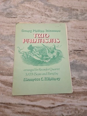 george philipp telemann two fantasias arraged for recorder quartet Whitney - Image 1 of 2