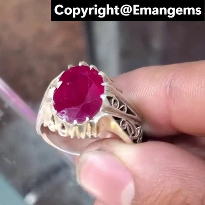 Beautiful Xmas Burmese Red Ruby Ring in 925 Sterling Silver - Natural Ruby Gift - Image 1 of 4