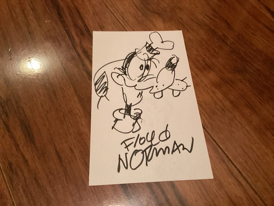 ANIMADOR FLOYD NORMAN FIRMADO AUTOGRAFIADO DIBUJO BOCETO DE DISNEY GOOFY Foto 1 de 1