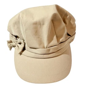 Damen hellbraun Zeitungsjungenmütze Schleife Akzent Baumwolle Twill Baker Boy Mütze - Bild 1 von 5