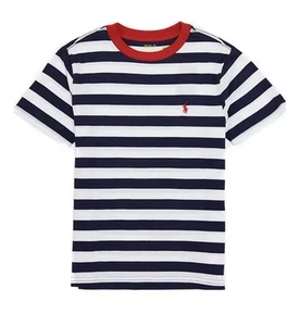 Ralph Lauren Shirt Striped Red Pony  Crew Neck Short Sleeve kids M 10-12 - Picture 1 of 6