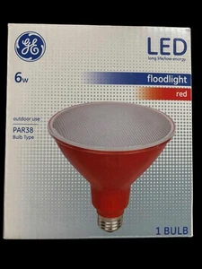 LED Floodlight, 100 Lumens, Medium Base, PAR38, Red, 6 Watt4x GE 93100880 - Picture 1 of 3