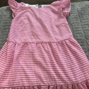Women’s Size 14 Pink And White Striped Dress With Ruffles By Jessica Howard - Picture 1 of 8