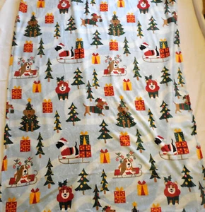 Neu 60 Zoll mal 50 Zoll Plüsch Weihnachten Hunde Winter Urlaub Baum Schlitten Eisblau - Bild 1 von 5