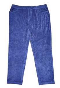 Quacker Factory Womens XL Soft Corduroy Pants Pockets Pull On Elastic Waist Blue - Picture 1 of 5