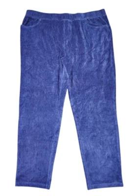 Quacker Factory Womens XL Soft Corduroy Pants Pockets Pull On Elastic Waist Blue - Image 1 of 4