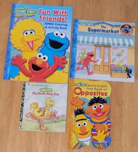 Lot of 4 Sesame Street Big Bird Elmo Books Homeschool Pre-K-Kindergarten - Picture 1 of 6